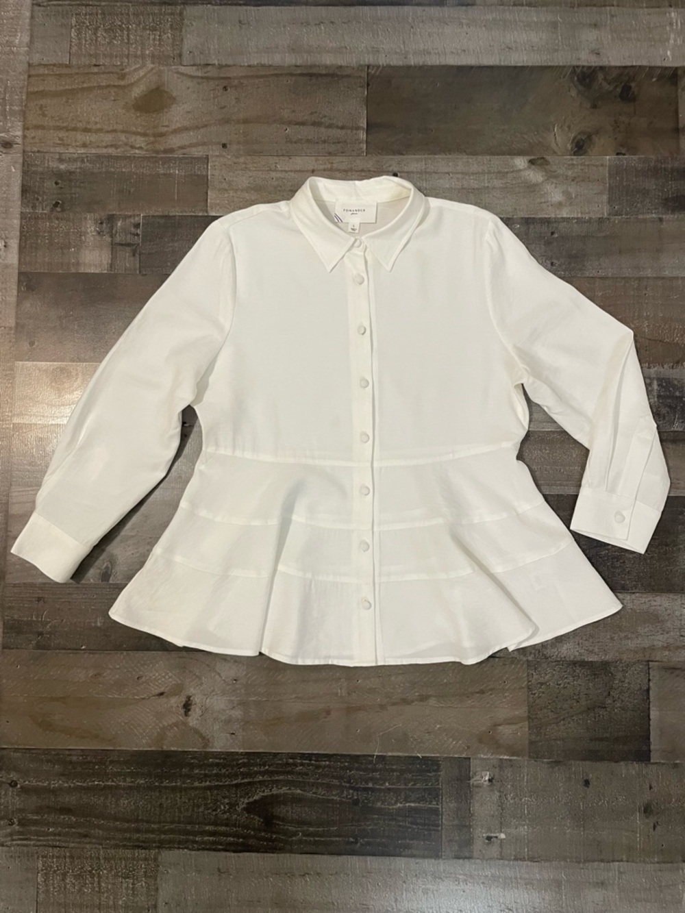 Pomander Place White Button-Down Peplum Shirt - Picture 5 of 12